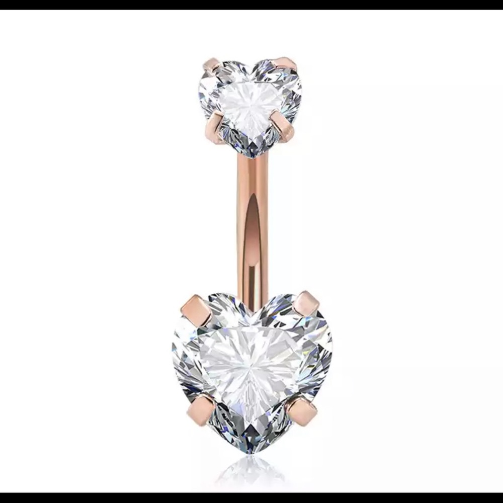 Surgical steel gold tone heart belly button ring